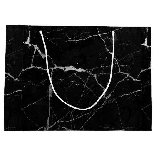 Schwarz-graue Imitate Marmorstruktur große Geschen Geschenktüte (Rückseite)