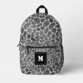 Schwarz-Graue Leopard-Druckmuster Monogramm Bedruckter Rucksack (Vorderseite)