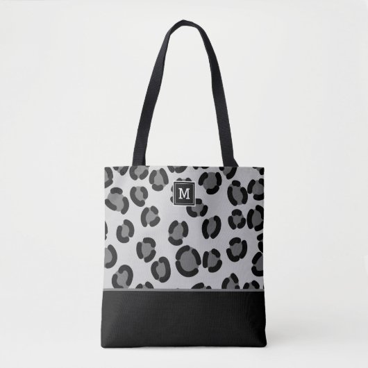 Schwarz-Graue Leopardenmuster mit Monogramm Tasche (Vorderseite)