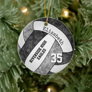 Schwarz graue Mannschaft färbt Mädchen Volleyball Keramik Ornament