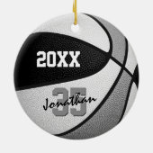 Schwarz graue Mannschaftsfarben Jungs heißen Baske Keramik Ornament (Hinten)