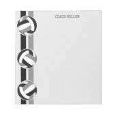 Schwarz graue Mannschaftsfarben Volleyballtrainer  Notizblock (Vorderseite)