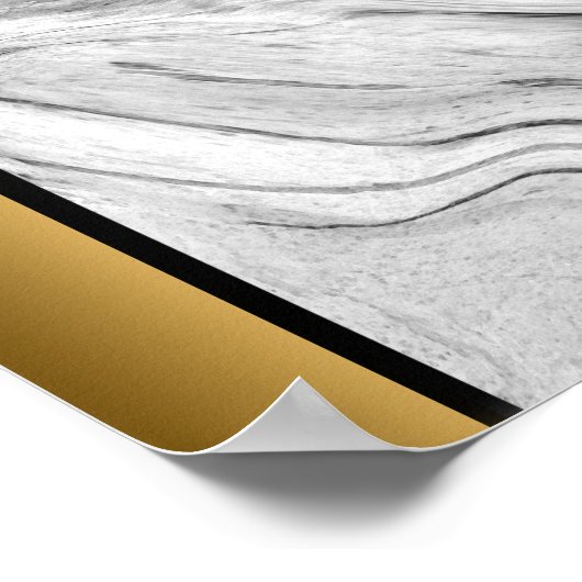 Schwarz-graue Marmor / Schwarz-Gold-Grenze Kunst Poster (Ecke)
