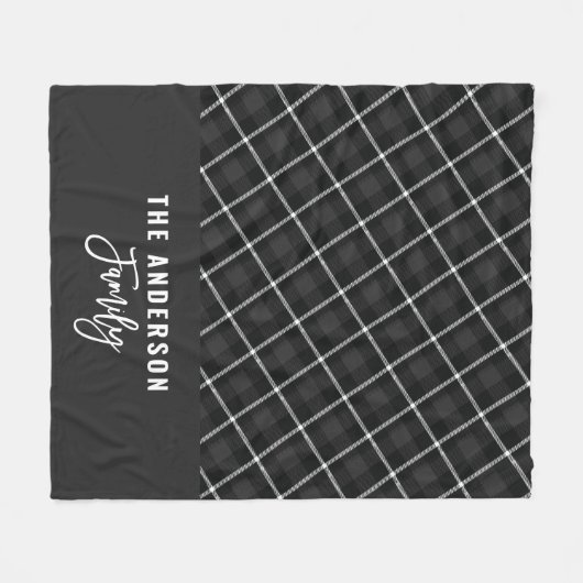 Schwarz graue moderne minimale rustikale Herbst Wi Fleecedecke (Vorderseite (Horizontal))