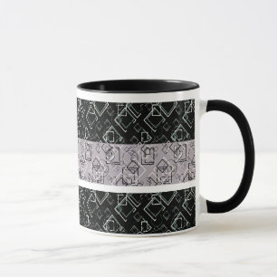 Schwarz-Graue Retromuster-Tasse Tasse