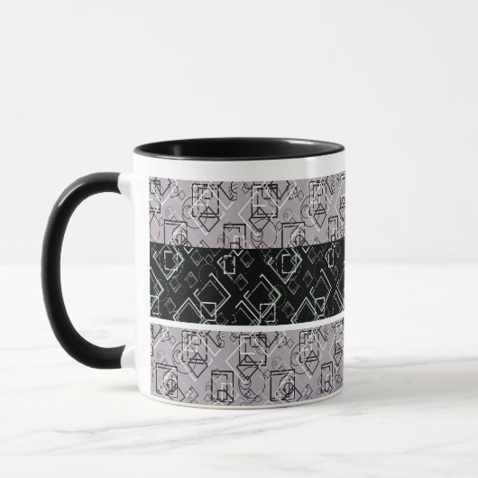 Schwarz-Graue Retromuster-Tasse Tasse (Links)