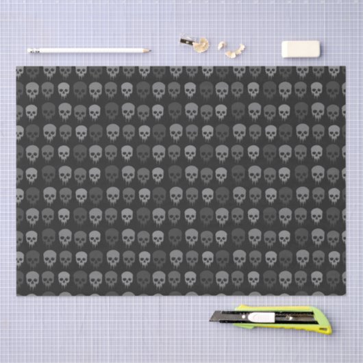 Schwarz-Graue Skull Print Seidenpapier (Handwerk)