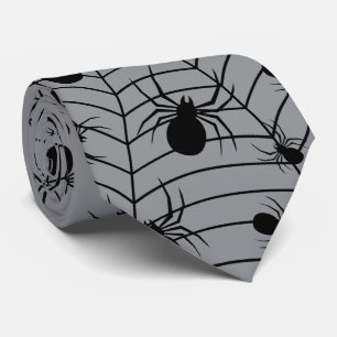 Schwarz Graue Spinnen Spinnennetz Halloween Muster Krawatte