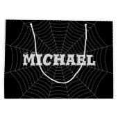 Schwarz Graue Spinnennetze Halloween Muster Ihr Na Große Geschenktüte (Rückseite)