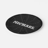 Schwarz Graue Spinnennetze Halloween Muster Ihr Na Pappteller (Schrägansicht)