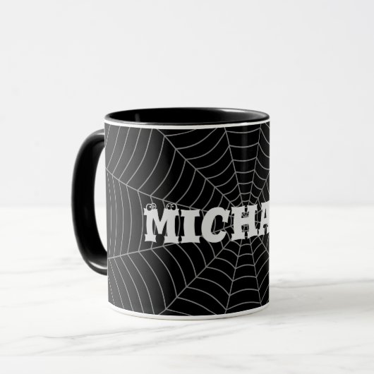 Schwarz Graue Spinnennetze Halloween Muster Ihr Na Tasse (Vorderseite Links)