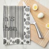 Schwarz-graue Streifen und Polka-Punkte Geschirrtuch (Viertel Falte)