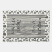 Schwarz-graue Streifen und Polka-Punkte Geschirrtuch (Horizontal)