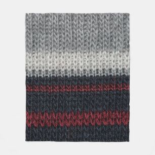 Schwarz-Graue Strickwolle mit rot-weißem Stift Fleecedecke