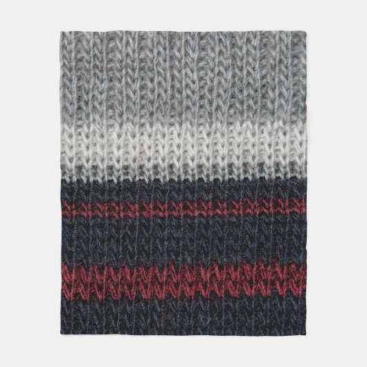 Schwarz-Graue Strickwolle mit rot-weißem Stift Fleecedecke (Vorderseite)