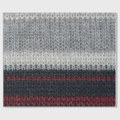 Schwarz-Graue Strickwolle mit rot-weißem Stift Geschenkpapier (Flach)