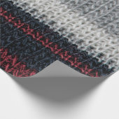 Schwarz-Graue Strickwolle mit rot-weißem Stift Geschenkpapier (Ecke)