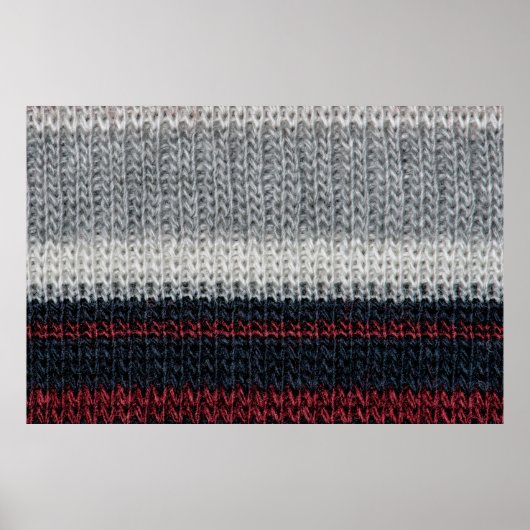 Schwarz-Graue Strickwolle mit rot-weißem Stift Poster (Vorne)