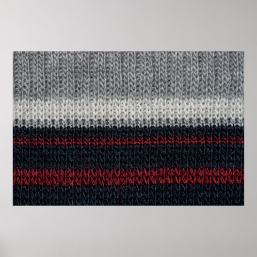 Schwarz-Graue Strickwolle mit rot-weißem Stift Poster (Vorne)