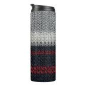 Schwarz-Graue Strickwolle mit rot-weißem Stift Thermosbecher (Nach rechts gedreht)