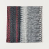 Schwarz-Graue Strickwolle mit rot-weißem Stift Wandteppich (Vorderseite (Horizontal))