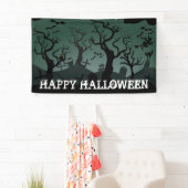Schwarz-Grauer Friedhof, seltsame Bäume Halloween Banner (Insitu)