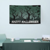 Schwarz-Grauer Friedhof, seltsame Bäume Halloween Banner (Messeveranstaltung)
