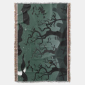 Schwarz-Grauer Friedhof, seltsame Bäume Halloween Decke (Vorderseite Vertikal)