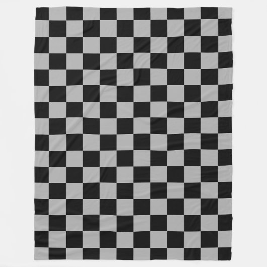 Schwarz + Grauer Karo Schachbrettmuster Fleecedecke (Vorderseite)