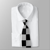 Schwarz + Grauer Karo Schachbrettmuster Krawatte (Gebunden)