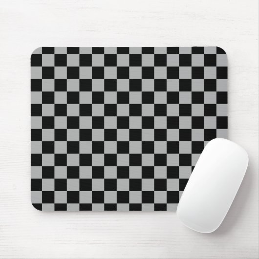 Schwarz + Grauer Karo Schachbrettmuster Mousepad (Mit Mouse)