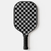 Schwarz + Grauer Karo Schachbrettmuster Pickleball Schläger (Vorderseite)
