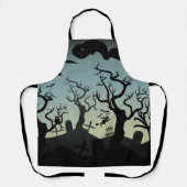 Schwarz-Grauer Spuk Friedhof Halloween Schürze (Vorderseite)