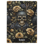 Schwarz-grauer Totenkopf Klemmbrett (Rückseite)