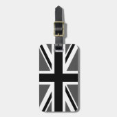 Schwarz-grauer Union Jack Gepäckanhänger (Vorderseite vertikal)