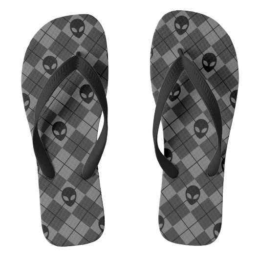 Schwarz-Graues Alien-Argyle-Muster Badesandalen (Fußbett)