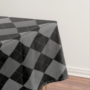 Schwarz-graues Argylemuster in Anthrazit Tischdecke