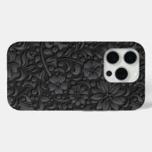 Schwarz-Graues Blumenmuster mit Prägung Case-Mate iPhone Hülle (Rückseite (Horizontal))