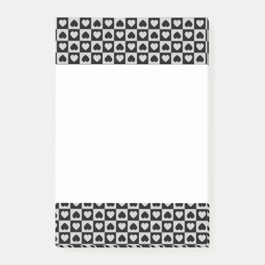 Schwarz-Graues Herzdesign Post-it Klebezettel (Vorderseite)