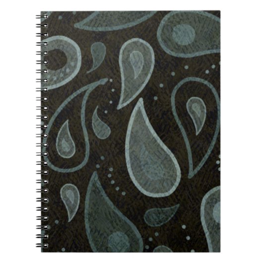 Schwarz-graues Paisley-Muster Notizblock (Vorderseite)