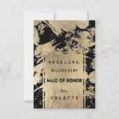 Schwarz-Graugoldfarben-Spritzer Trauzeugin Einladung (Vorderseite)