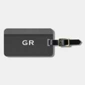 Schwarz-Grauleder-Textur Gepäckanhänger (Vorderseite horizontal)