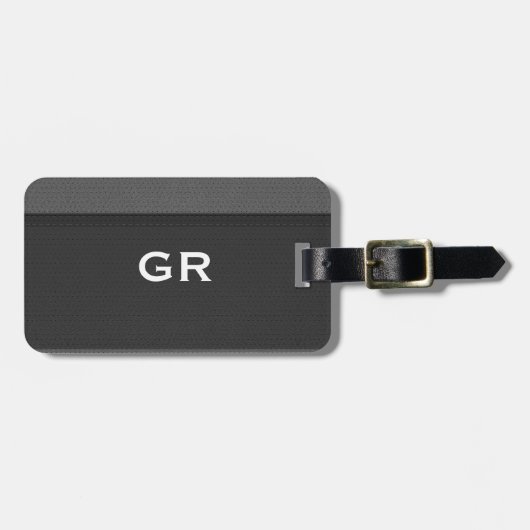 Schwarz-Grauleder-Textur Gepäckanhänger (Vorderseite horizontal)