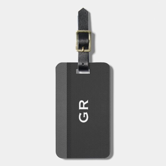 Schwarz-Grauleder-Textur Gepäckanhänger (Vorderseite vertikal)