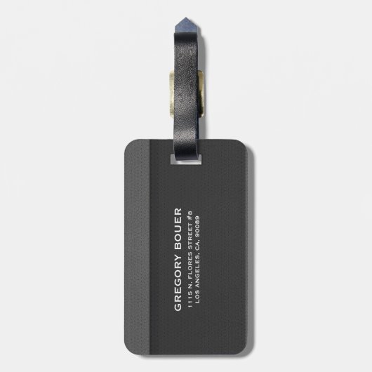 Schwarz-Grauleder-Textur Gepäckanhänger (Rückseite vertikal)