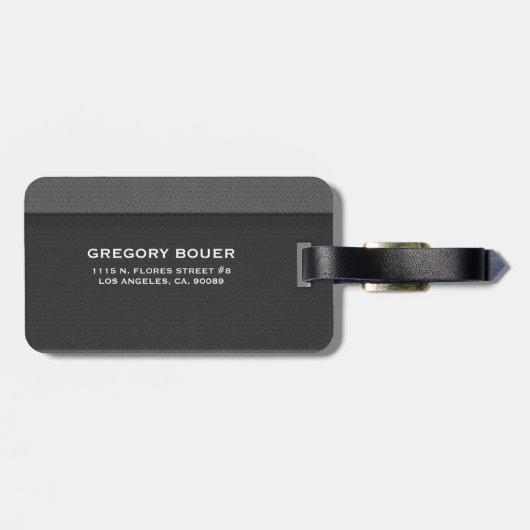 Schwarz-Grauleder-Textur Gepäckanhänger (Rückseite horizontal)