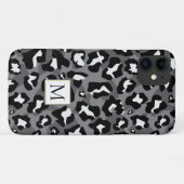 Schwarz-Grauleopard-Tierdruck und Monogramm Case-Mate iPhone Hülle (Rückseite (Horizontal))