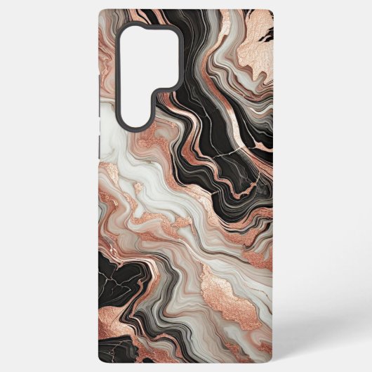 Schwarz Graurosa Rose Gold Weißer Marmor Art Muste Samsung Galaxy Hülle (Rückseite)