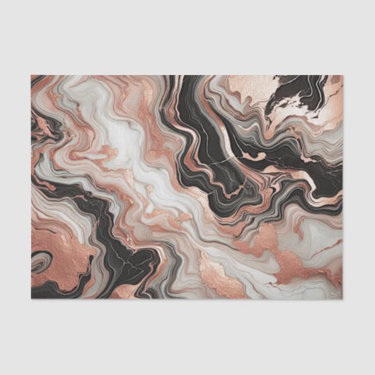 Schwarz Graurosa Rose Gold Weißer Marmor Art Muste Seidenpapier (Vorderseite)