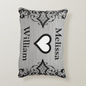 Schwarz-Gray-Braut-Groom-Namen Blumenzehen Zierkissen (Rückseite(Vertikal))